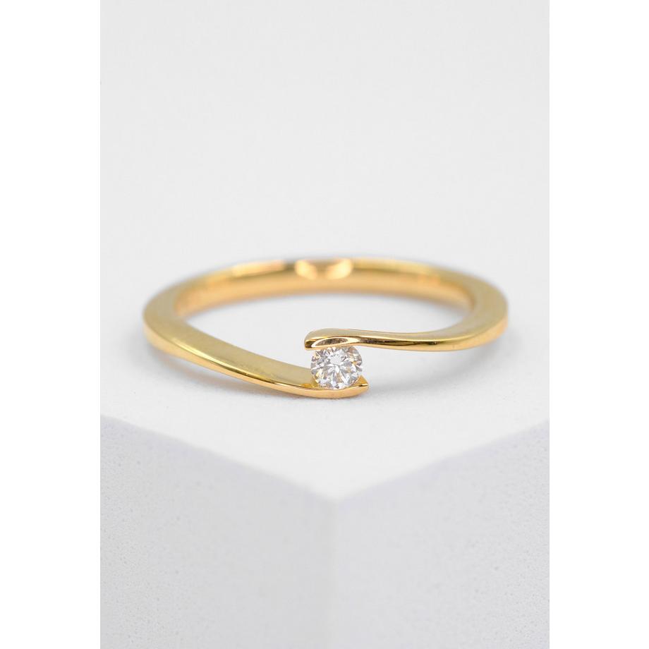 MUAU Schmuck  Solitaire Ring Diamant 0.10ct. Gelbgold 750 