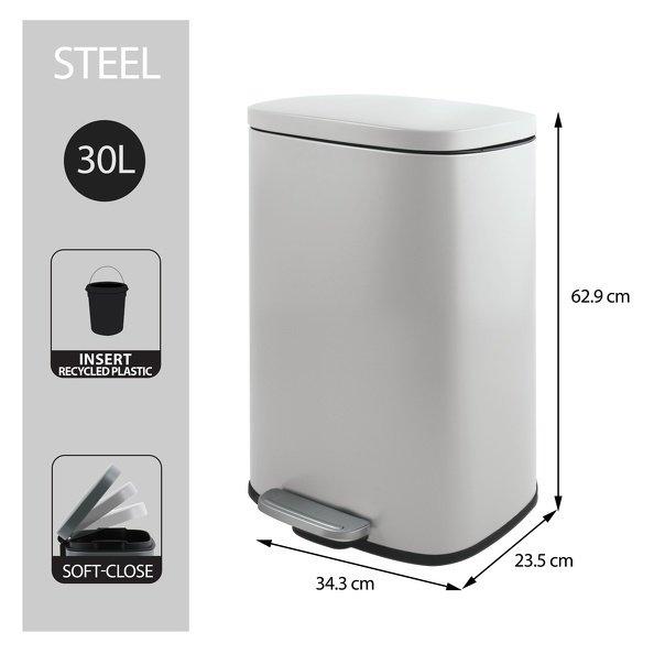 spirella Treteimer Stahl AKIRA 30L Mattweiß  