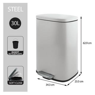 spirella Treteimer Stahl AKIRA 30L Mattweiß  