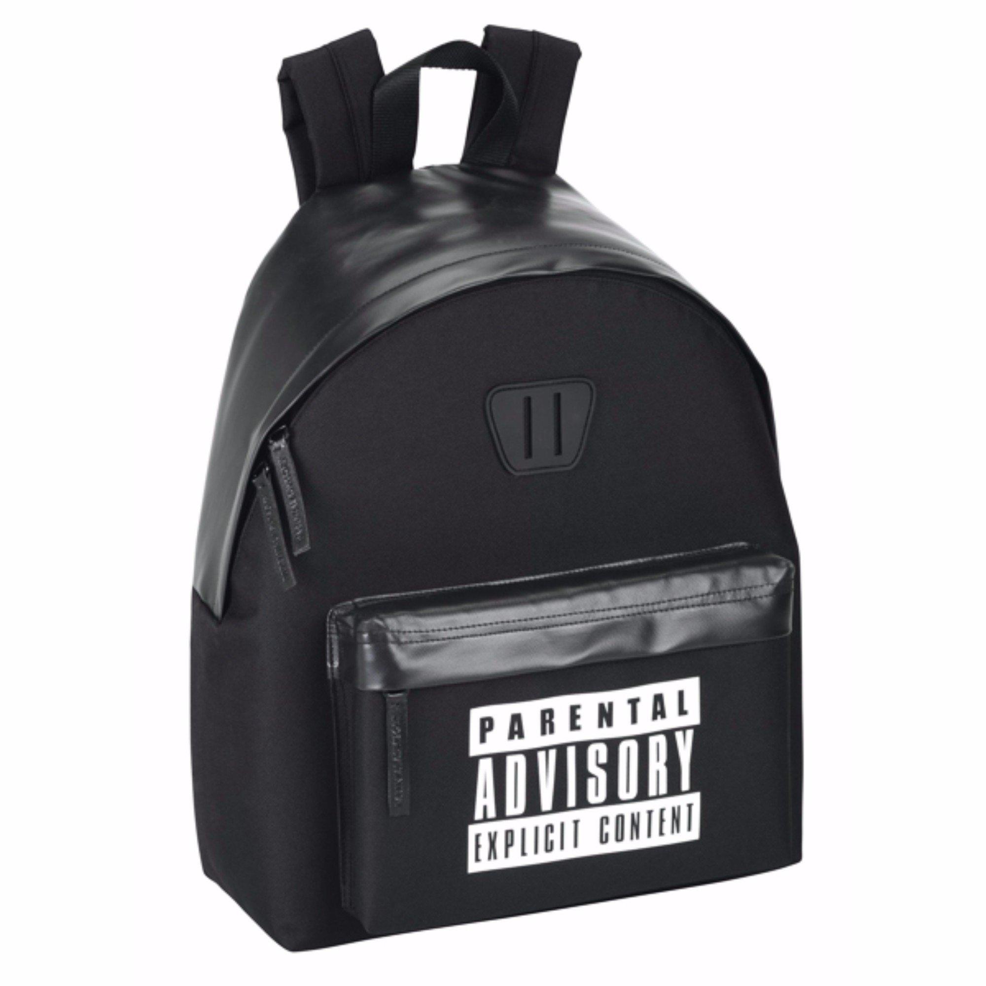 Image of Jugend Rucksack Mit Parental Advisory Logo Design Mädchen Schwarz