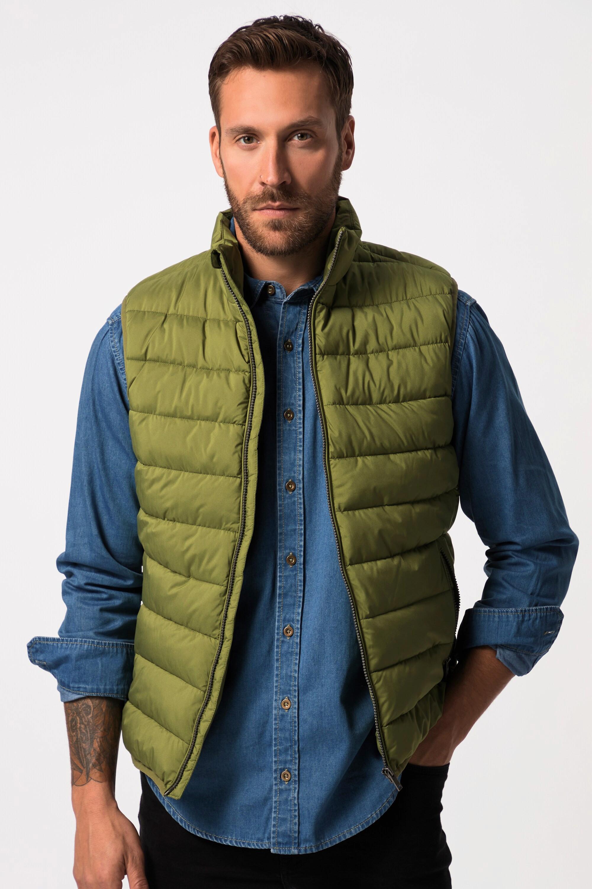 JP1880  Gilet trapuntato per l'outdoor con colletto alto e zip, fino alla tg. 8XL 