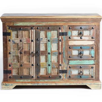 Credenza Mirta in legno riciclato multicolore 110