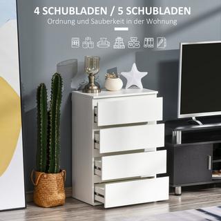 Northio Commode, Buffet 4 Tiroirs, Meuble De Bureau Avec Tirettes Anti-Basculement, Blanc, 55 X 33 X 80 Cm  