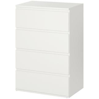 Northio Commode, Buffet 4 Tiroirs, Meuble De Bureau Avec Tirettes Anti-Basculement, Blanc, 55 X 33 X 80 Cm  