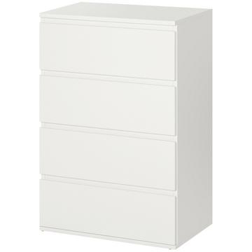 Commode, Buffet 4 Tiroirs, Meuble De Bureau Avec Tirettes Anti-Basculement, Blanc, 55 X 33 X 80 Cm