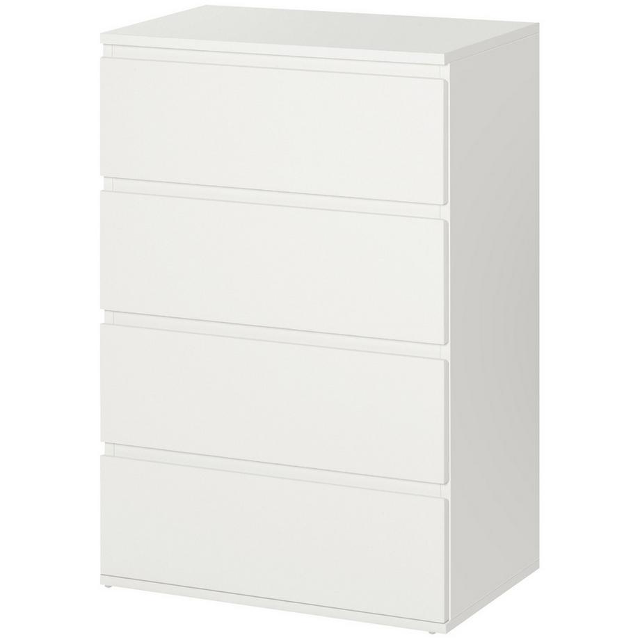 Commode, Buffet 4 Tiroirs, Meuble De Bureau Avec Tirettes Anti-Basculement, Blanc, 55 X 33 X 80 Cm