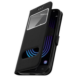 Avizar  Pochette Galaxy J3 2017 noir 2 fenêtres 