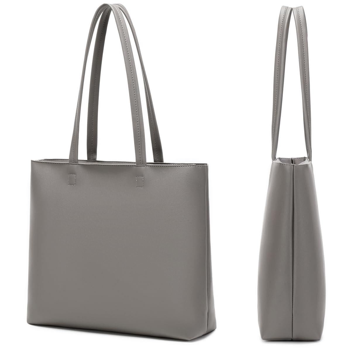 Only-bags.store Einfache PU Leder Shopper Tasche mit Reissverschluss und Innentasche  