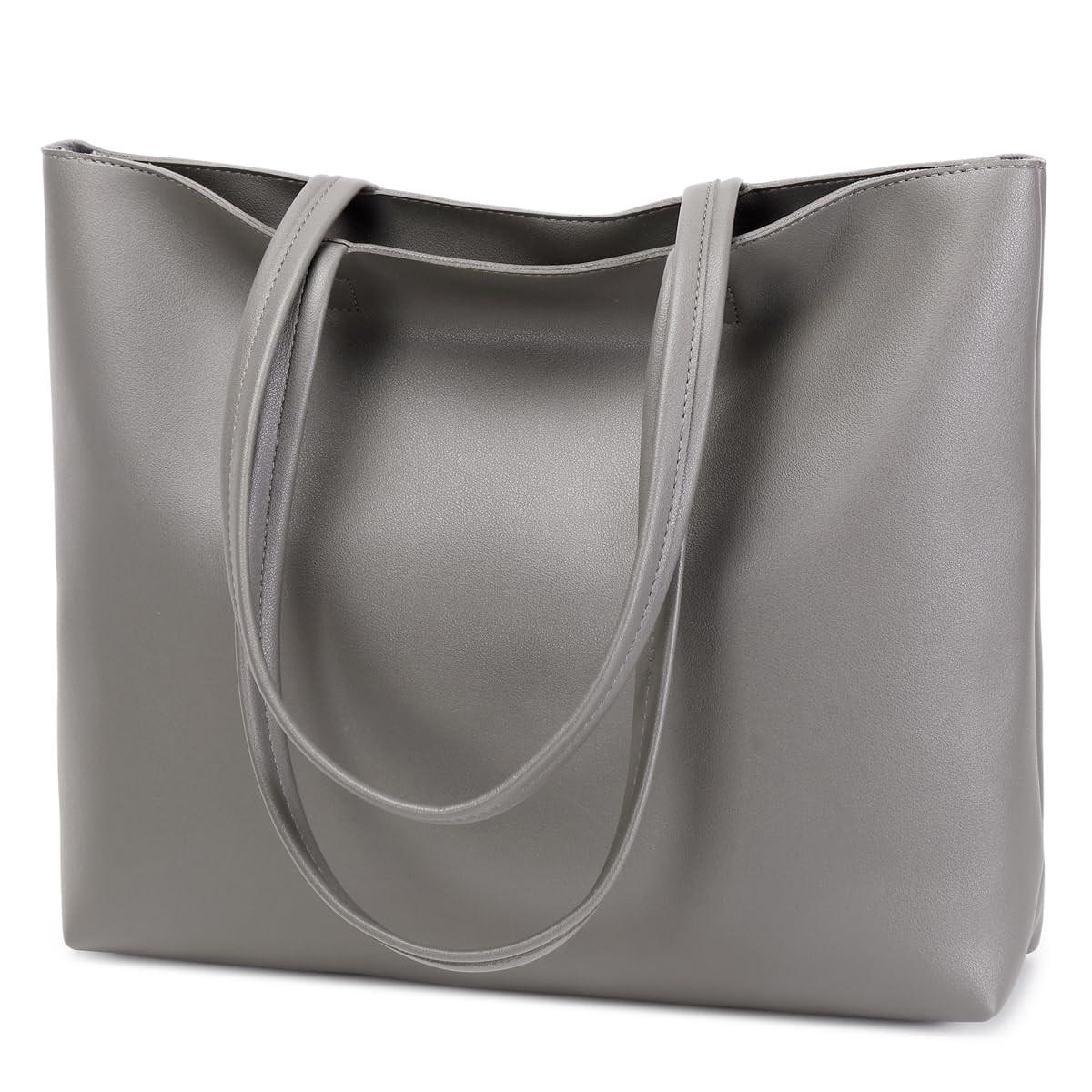 Only-bags.store  Henkeltaschen, einfache Handtaschen PU Leder Shopper Tasche für Arbeit, Schule, Einkaufen mit Reißverschluss und Innentasche 