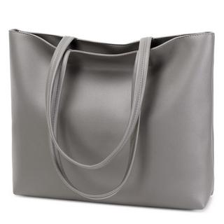 Only-bags.store Einfache PU Leder Shopper Tasche mit Reissverschluss und Innentasche  