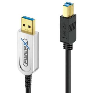 FiberX  FX-I645-003 USB Kabel 3 m USB 3.2 Gen 1 (3.1 Gen 1) USB B USB A Schwarz, Silber 