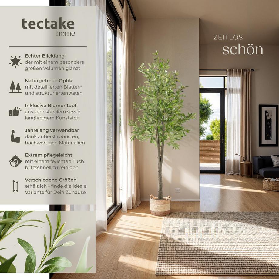 Tectake Künstlicher Olivenbaum Oleand verschiedene Größen detailliert und naturgetreu  