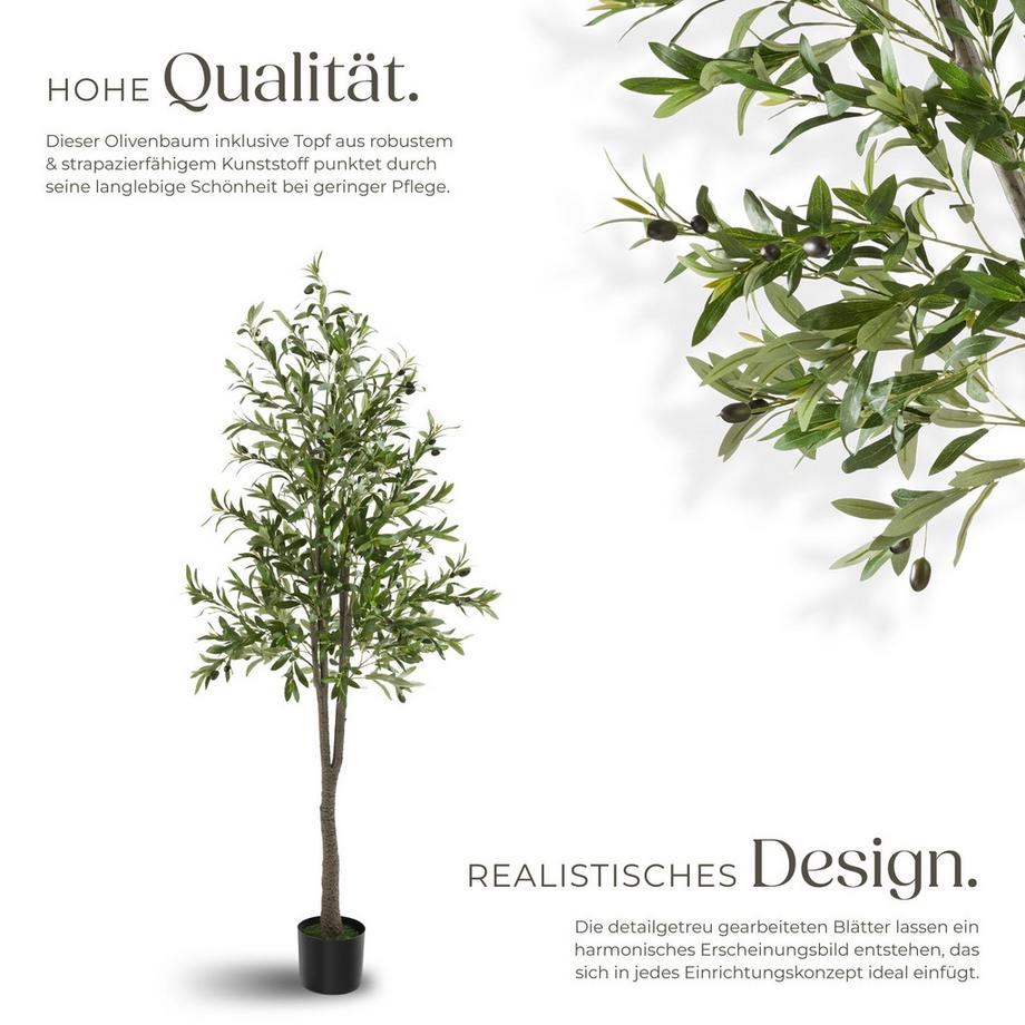 Tectake Künstlicher Olivenbaum Oleand verschiedene Größen detailliert und naturgetreu  