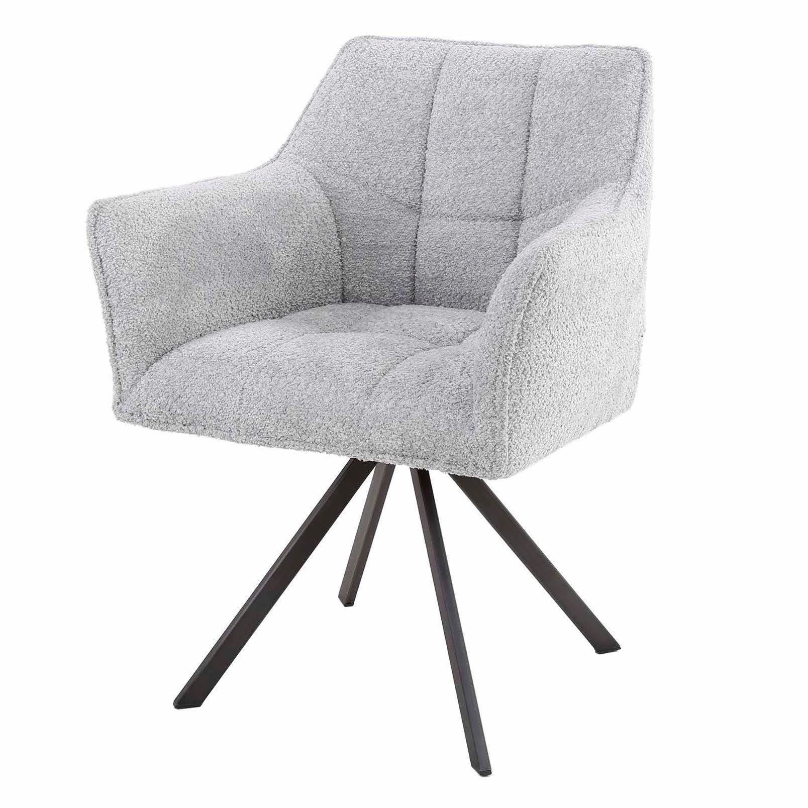 mutoni Chaise pivotante Grid Bouclé argent  