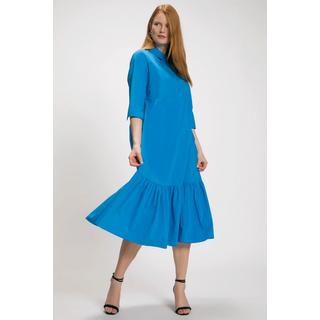 Ulla Popken  Midikleid, Volantsaum, Hemdkragen, 3/4-Arm 