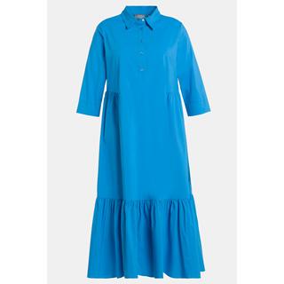 Ulla Popken  Midikleid, Volantsaum, Hemdkragen, 3/4-Arm 