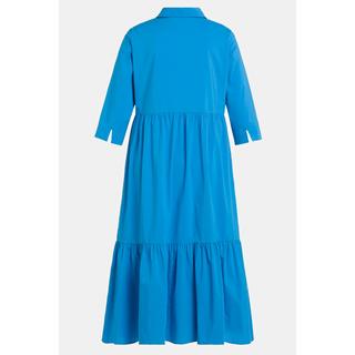 Ulla Popken  Midikleid, Volantsaum, Hemdkragen, 3/4-Arm 