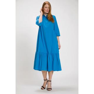 Ulla Popken  Midikleid, Volantsaum, Hemdkragen, 3/4-Arm 