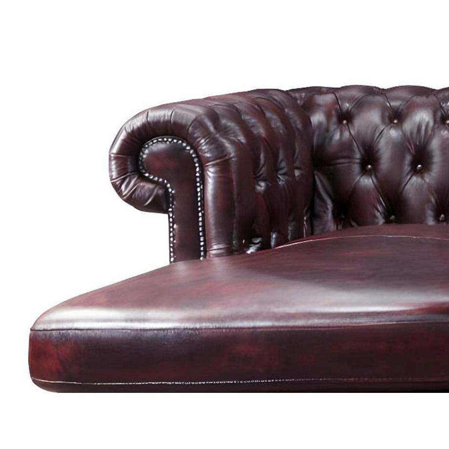 Vente-unique Canapé d'angle chesterfield BRENTON 100% cuir de buffle Cherry Angle droit  