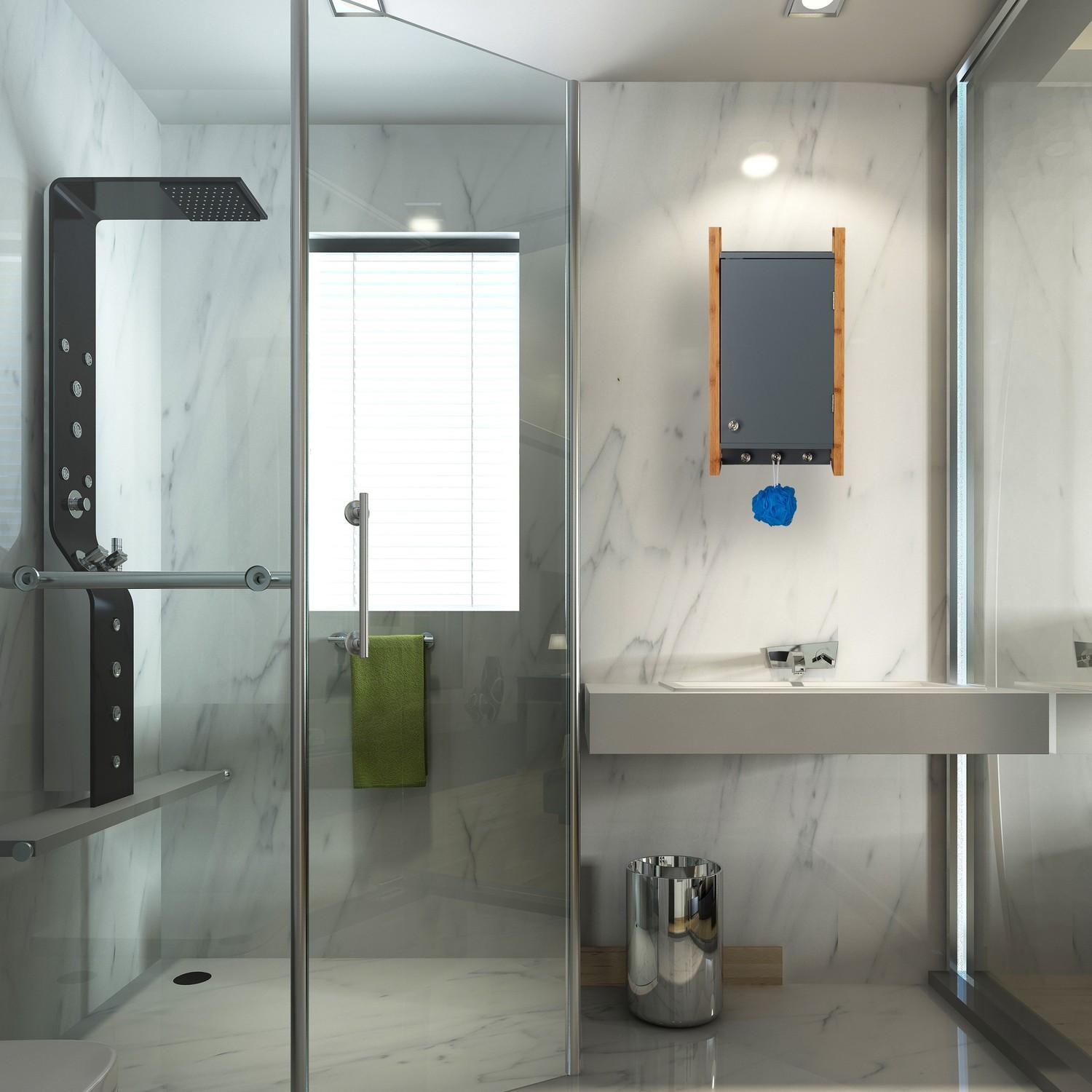 B2X Armoire murale de salle de bain grise  