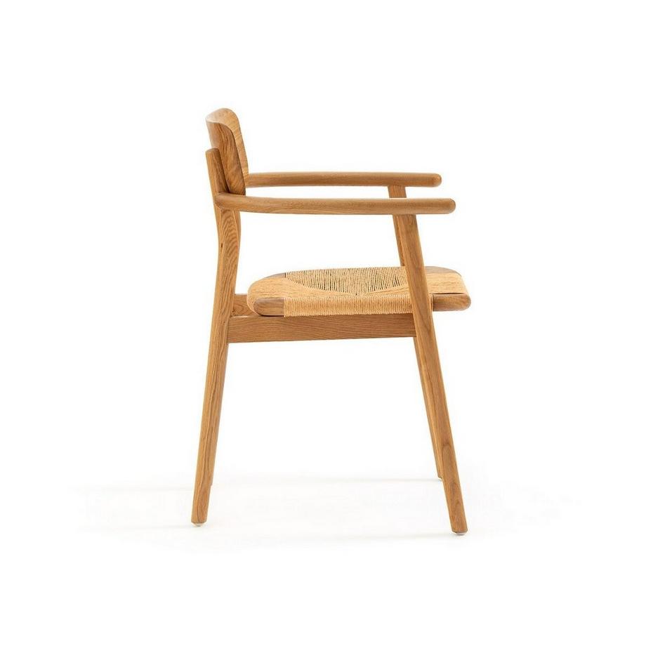 La Redoute Intérieurs Fauteuil de table chêne massif et tressage  