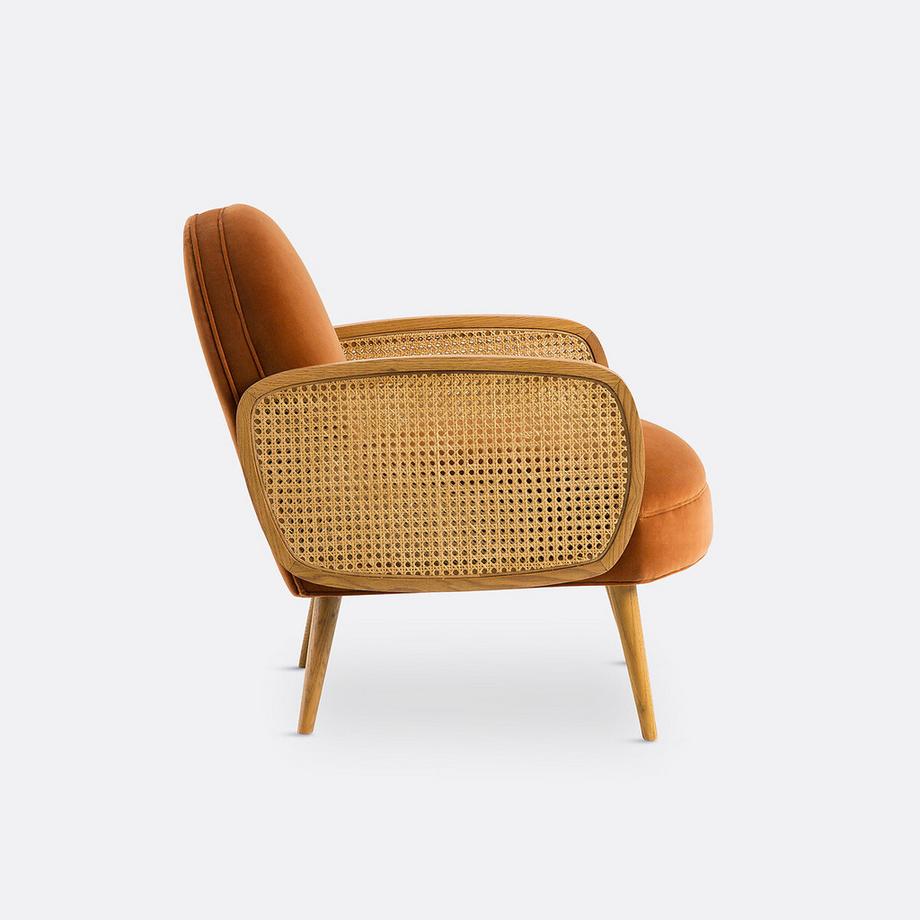 La Redoute Intérieurs Fauteuil velours et cannage  