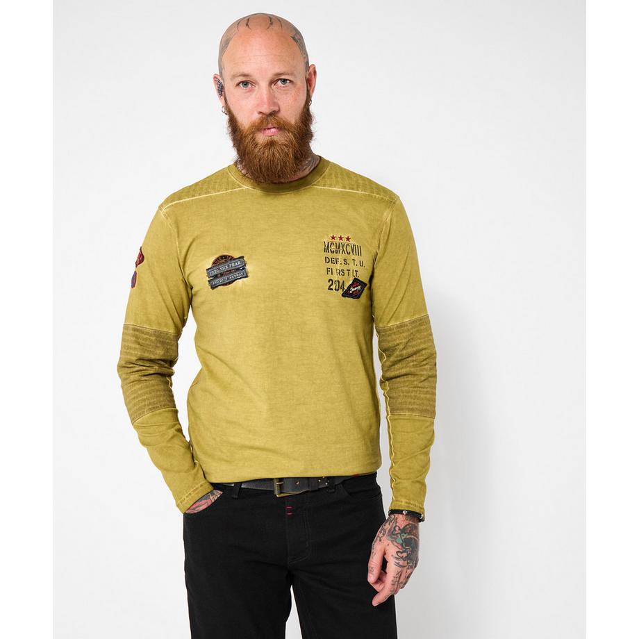 Joe Browns Rundhals Langarmshirt Stern Motiv Abzeichen  