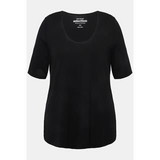 Ulla Popken  T-shirt con davanti doppio, scollo a V e mezze maniche 