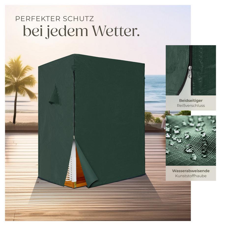 Tectake  Strandkorb Sylt gepolstert mit ausziehbaren Fußbänkchen verstellbar bis zur Liegeposition 