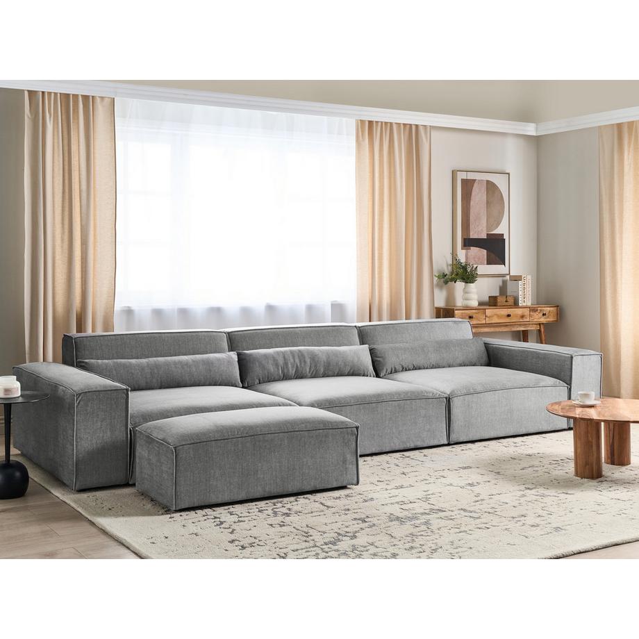 Beliani Canapé avec pouf en Polyester Moderne HELLNAR  