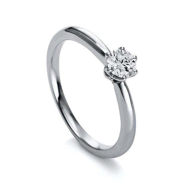 Image of Solitär Ring 750/18k Weissgold/platin 950 Diamant 0.3ct. Damen Silber 54