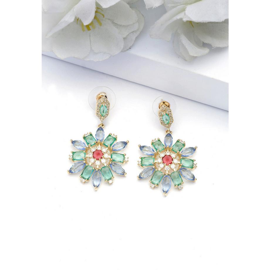 AVANT-GARDE PARIS  Hellgrüne Florale Tropfenohrringe 