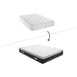 DREAMEA Set aus Bettgestell mit Bettkasten + Taschenfederkernmatratze mit Memory Schaum - 160 x 200 cm - Stärke 25 cm - Weiß - ASTRIA Art Collection von YSMÉE  