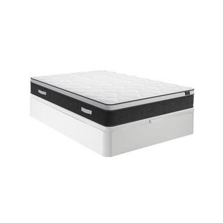 DREAMEA Set aus Bettgestell mit Bettkasten + Taschenfederkernmatratze mit Memory Schaum - 160 x 200 cm - Stärke 25 cm - Weiß - ASTRIA Art Collection von YSMÉE  