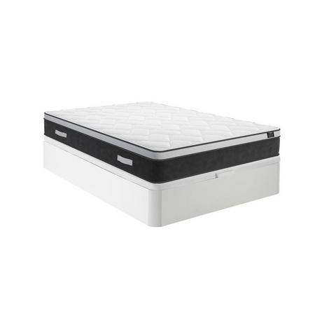 DREAMEA Set aus Bettgestell mit Bettkasten + Taschenfederkernmatratze mit Memory Schaum - 160 x 200 cm - Stärke 25 cm - Weiß - ASTRIA Art Collection von YSMÉE  