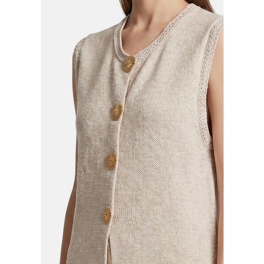Roberta Rossi Top a maglia senza maniche con bottoni decorativi  