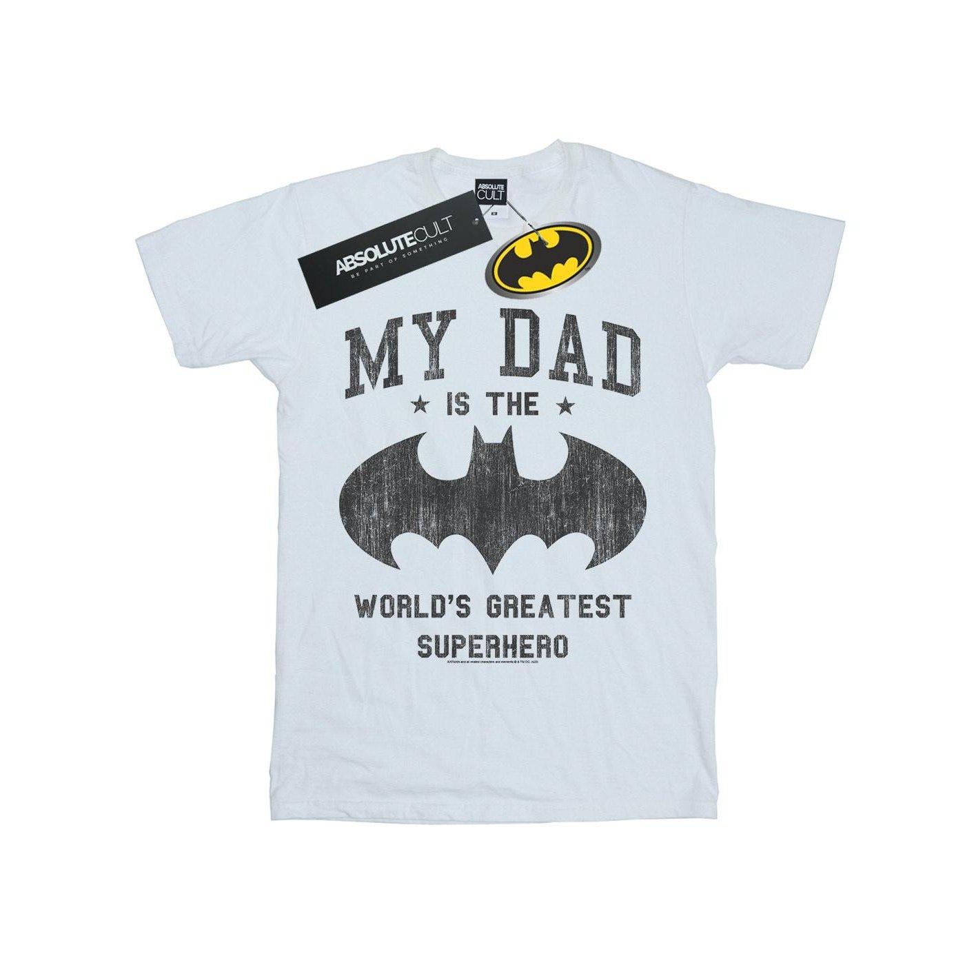 Image of Batman My Dad Is A Superhero Tshirt Herren Weiss M
