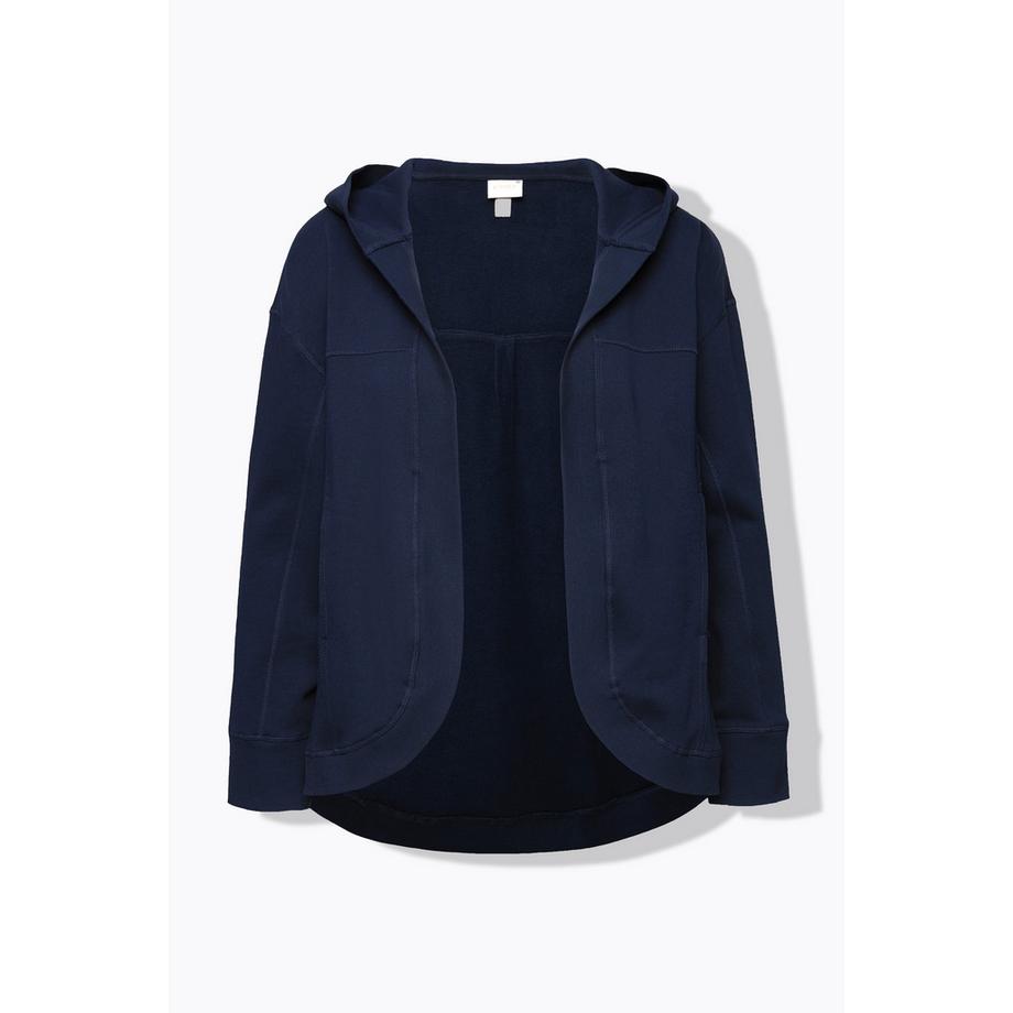 Ulla Popken Veste à capuche en molleton de coton bio coupe ouverte  