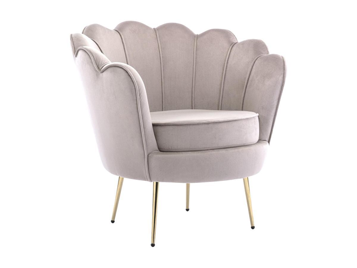 PASCAL MORABITO Fauteuil coquillage en velours taupe DANDELION de Pascal Morabito  