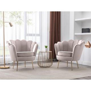 PASCAL MORABITO Fauteuil coquillage en velours taupe DANDELION de Pascal Morabito  