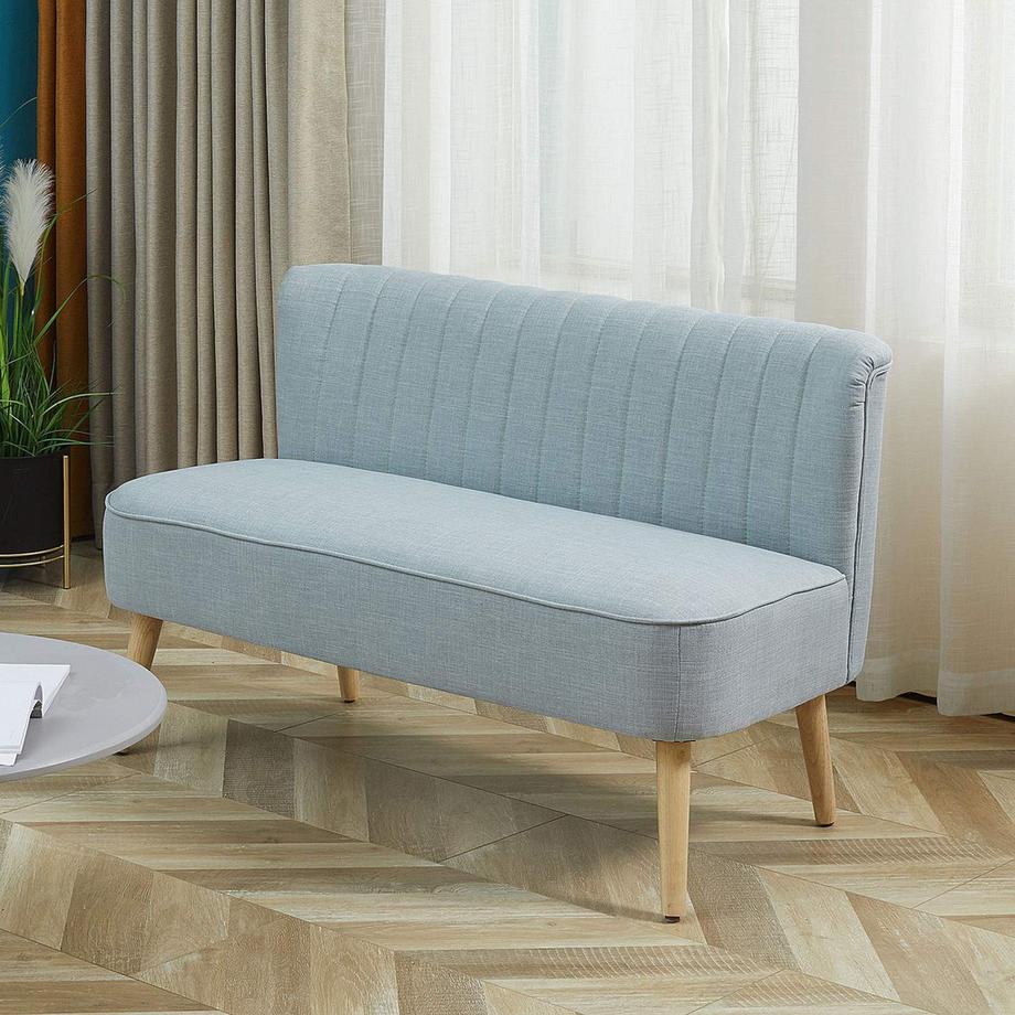 Northio 2-Sitzer Stoffsofa Polstersofa Sitzmöbel, Loungesofa, Holz, Schaumstoff, Hellgrün, 117 X 56,5 X 77 Cm  
