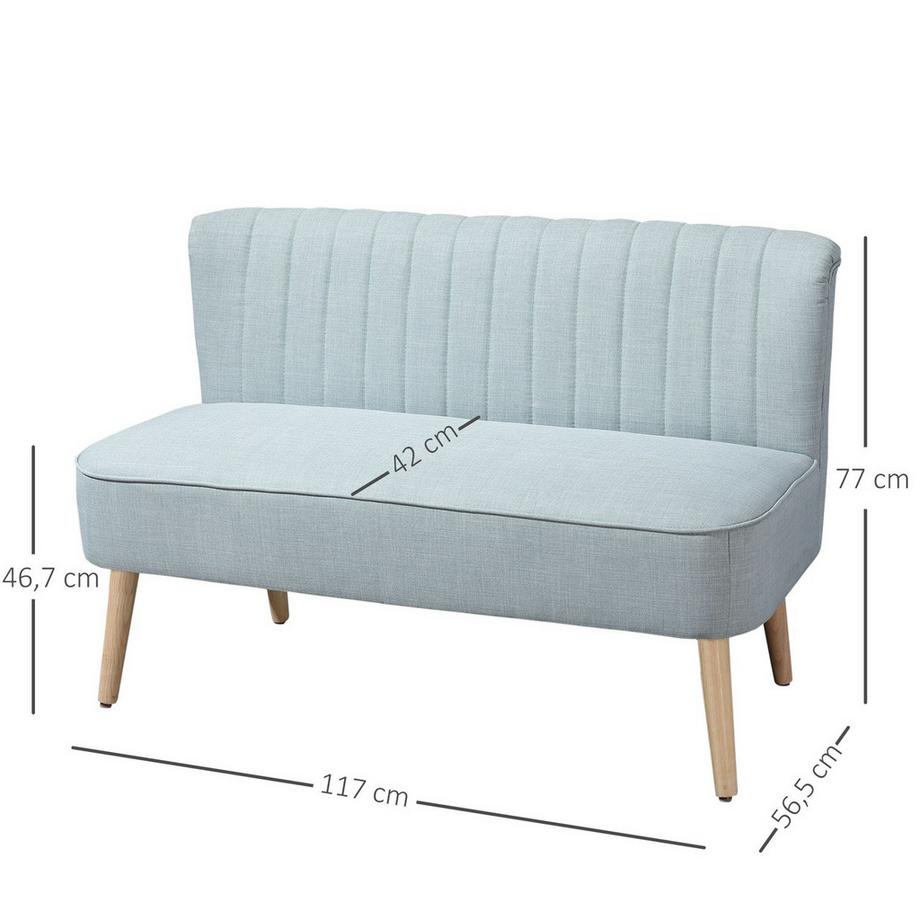 Northio 2-Sitzer Stoffsofa Polstersofa Sitzmöbel, Loungesofa, Holz, Schaumstoff, Hellgrün, 117 X 56,5 X 77 Cm  