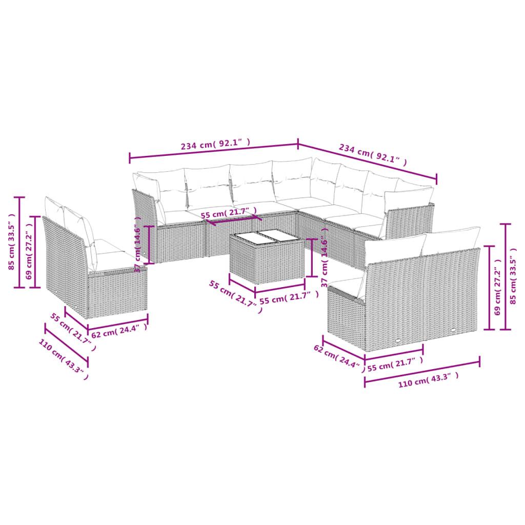 VidaXL Ensemble de canapés de jardin rotin synthétique  