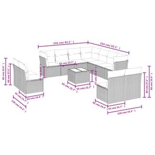 VidaXL Ensemble de canapés de jardin rotin synthétique  