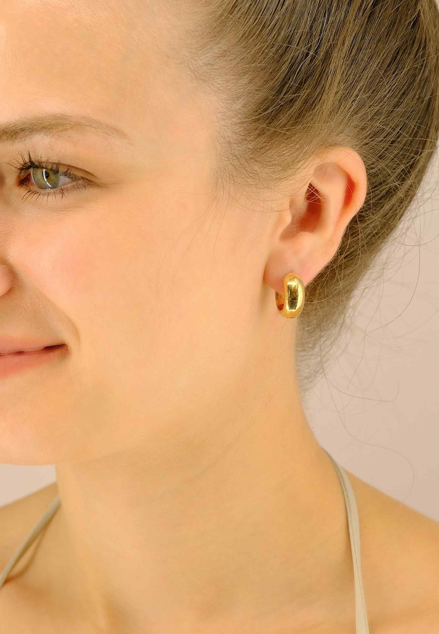 MUAU Schmuck  Creolen Gelbgold 750 Scharnier bombiert/flach 17mm 