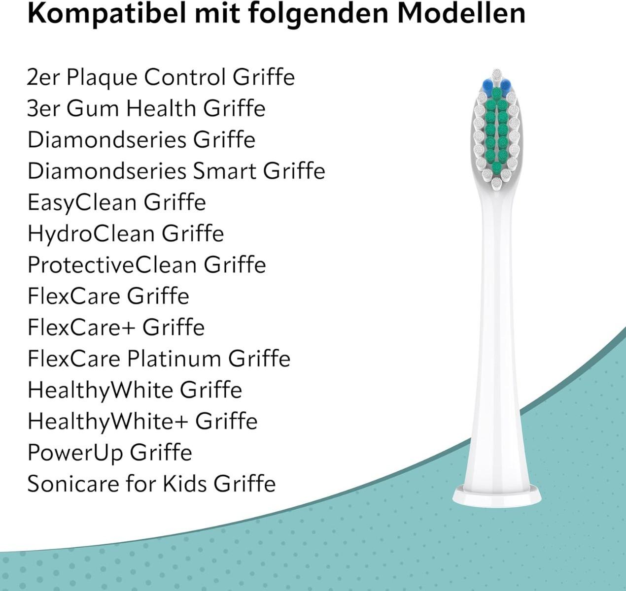 Ora-Care  Ersatzbürsten Standard kompatibel mit Philips (8er Pack) Weiss 