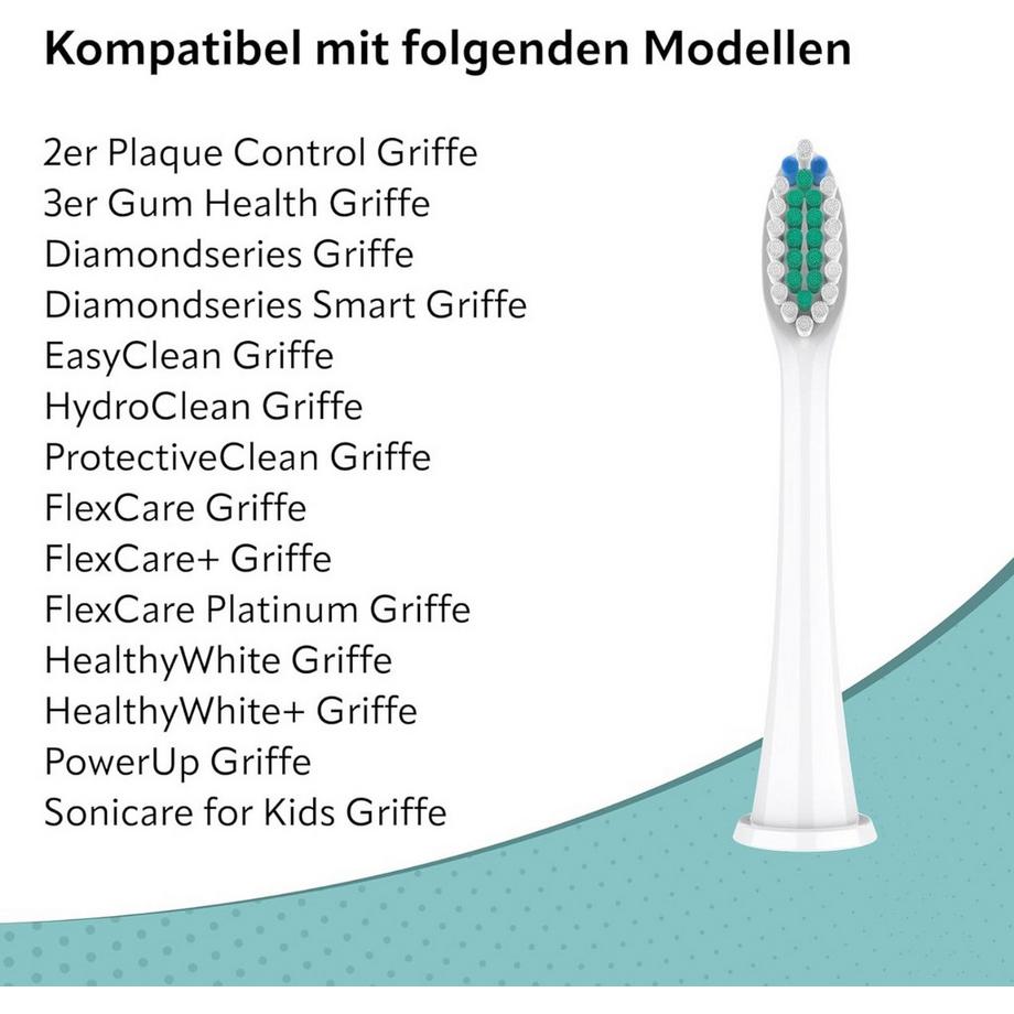 Ora-Care  Ersatzbürsten Standard kompatibel mit Philips (8er Pack) Weiss 