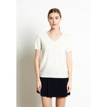 LILLY 14 Maglia manica corta con scollo a V - 100% cashmere