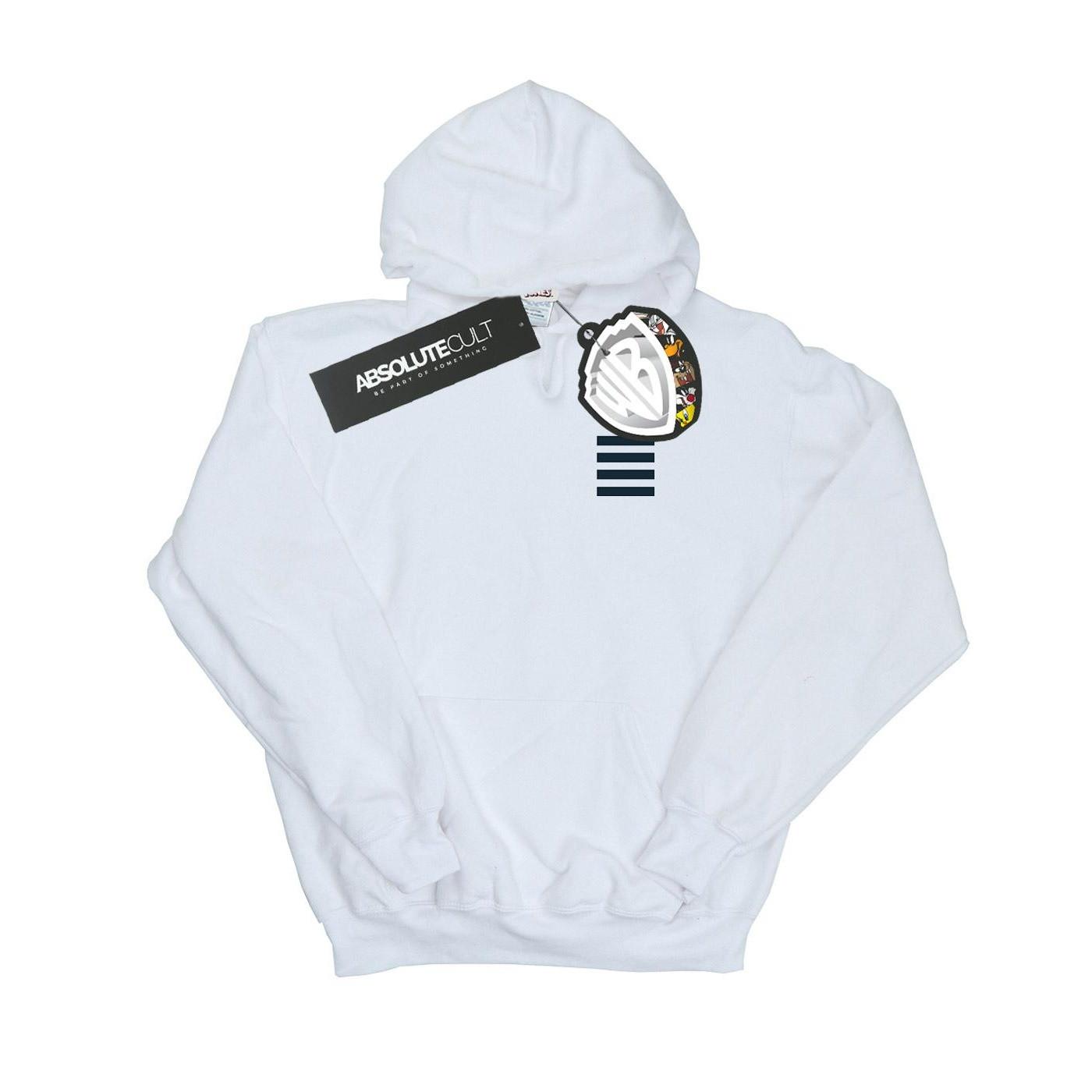 Image of Tweety Pie Striped Faux Pocket Kapuzenpullover Herren Weiss XL