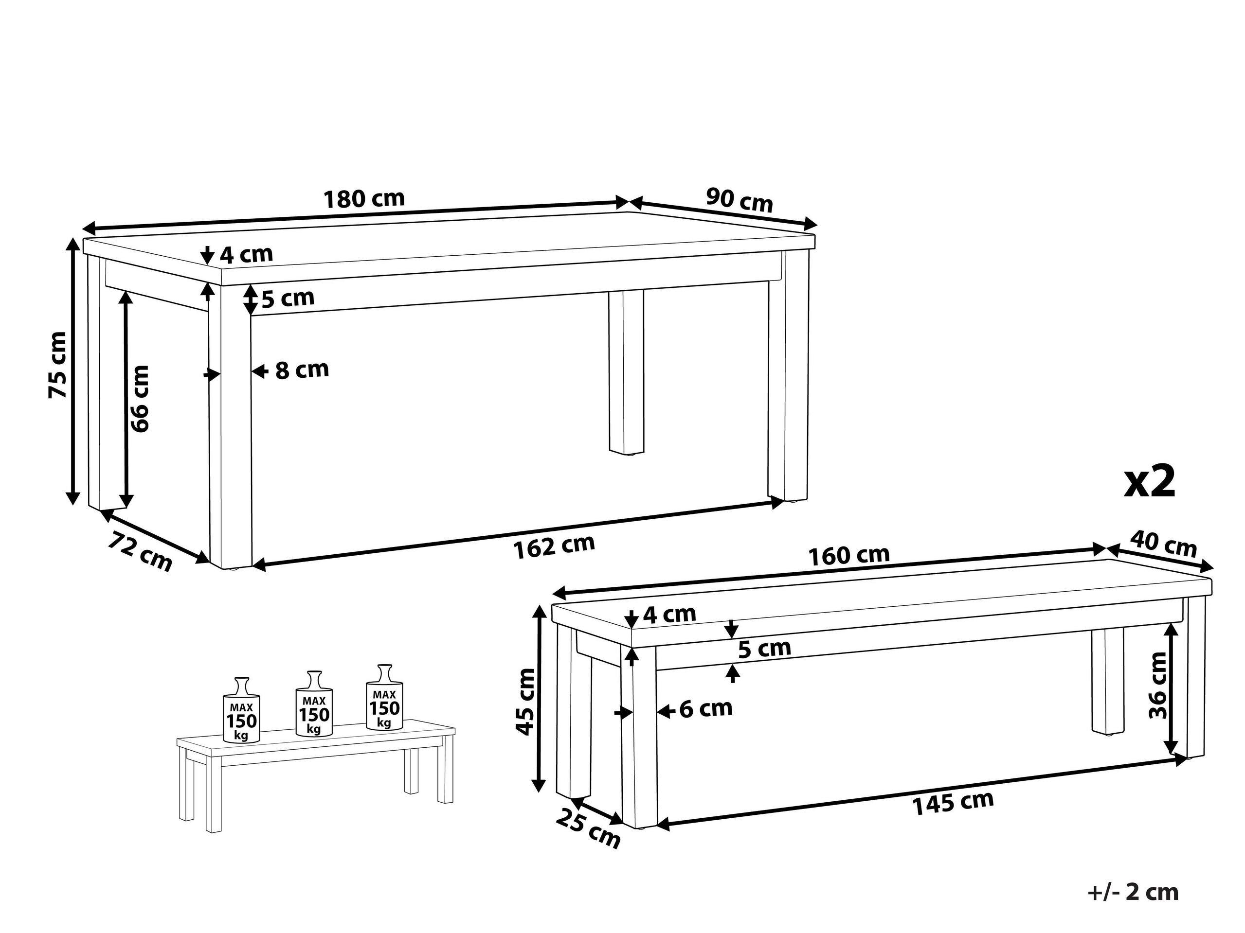 Beliani Tisch mit Bank aus Faserzement Industriell OSTUNI  